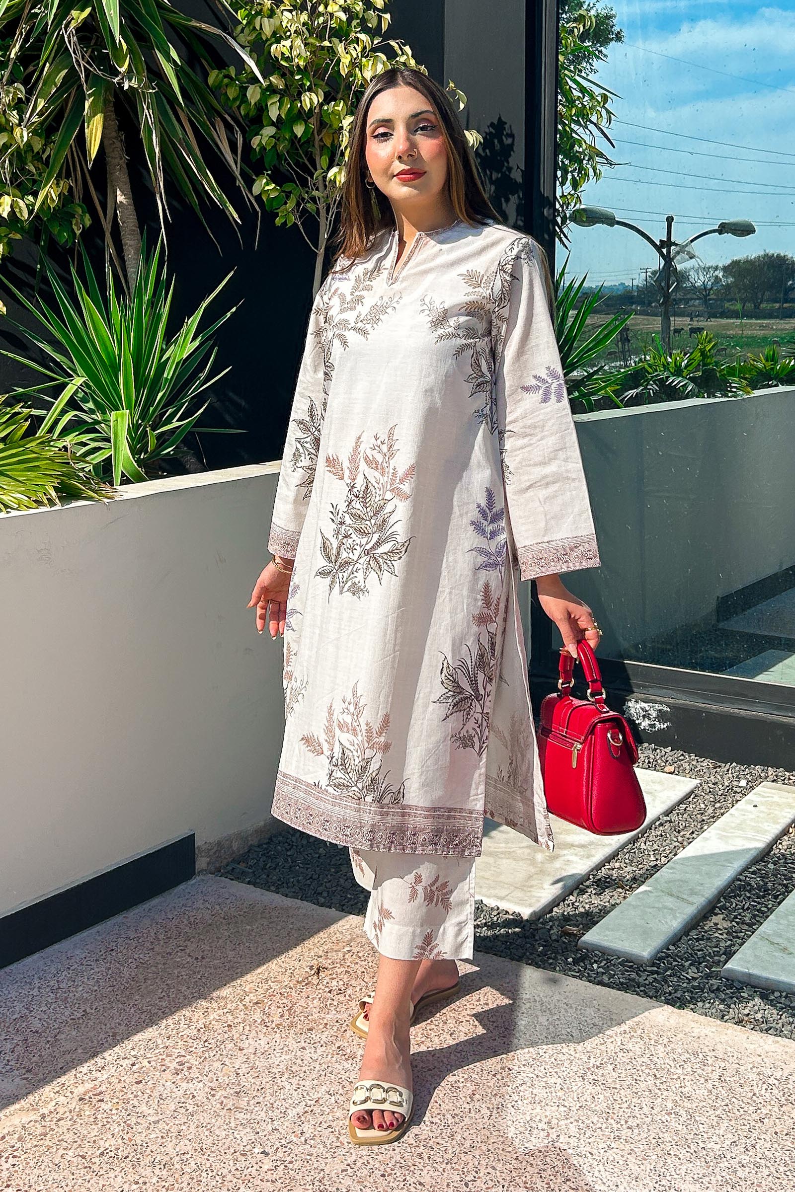 Stitched Printed Slub Shirt + Culotte Main image
