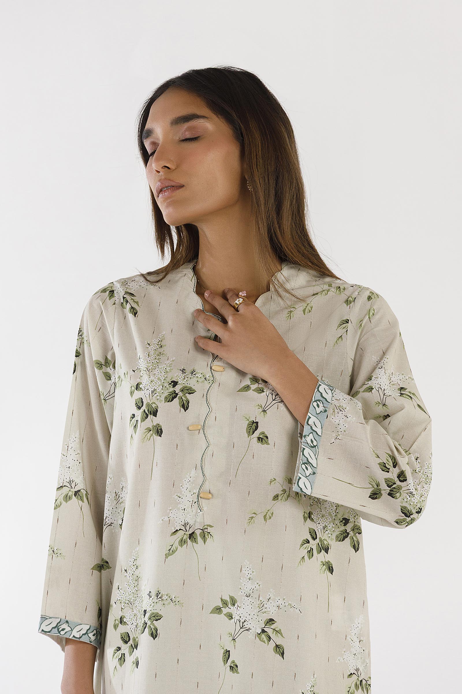 Stitched Printed Textured Shirt Secondary image
