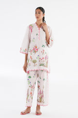 Stitched Printed Slub Shirt + Culotte