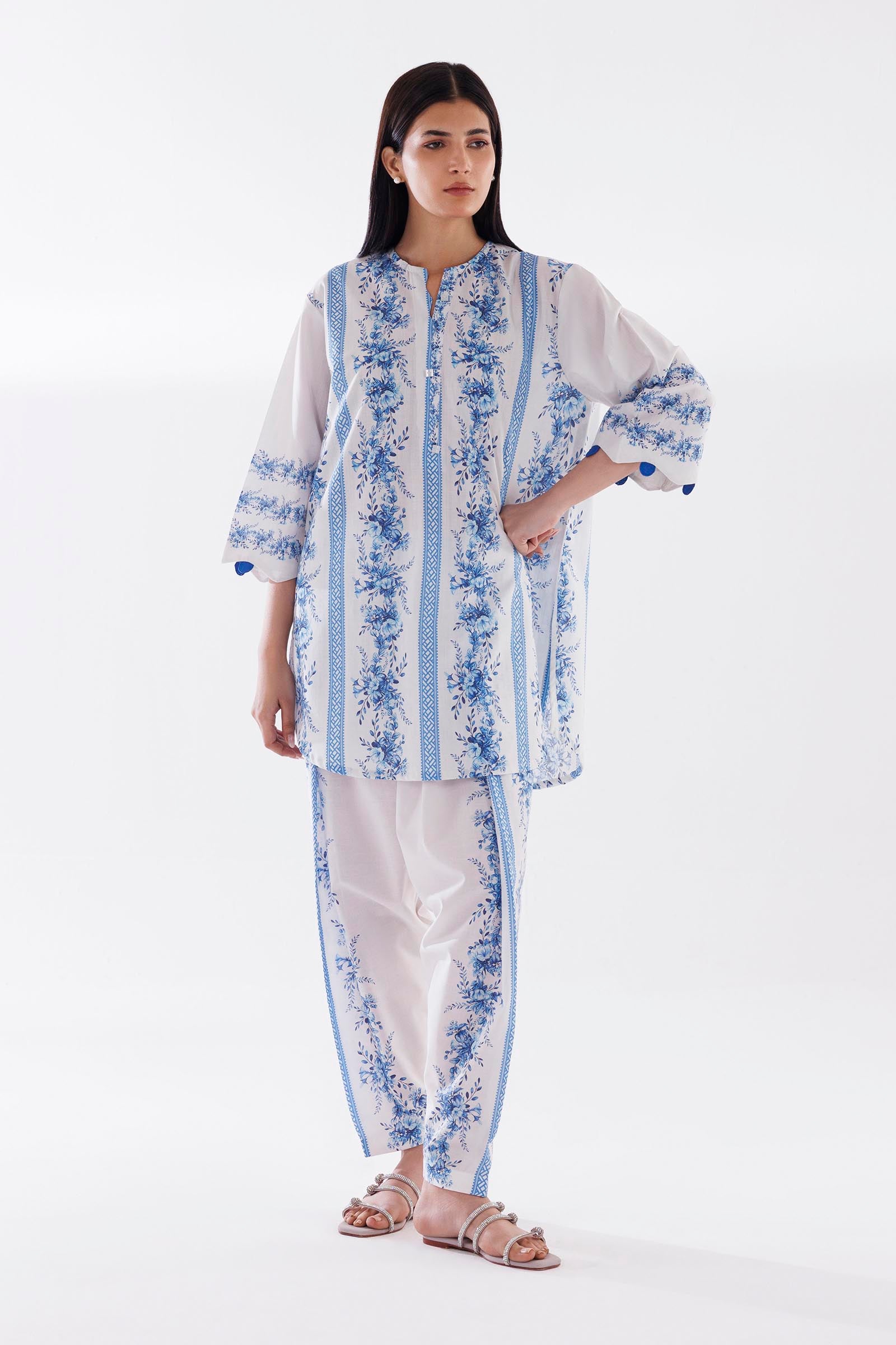 Stitched Printed Slub Shirt + Shalwar Secondary image