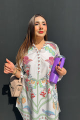 Stitched Printed Slub Shirt + Culotte