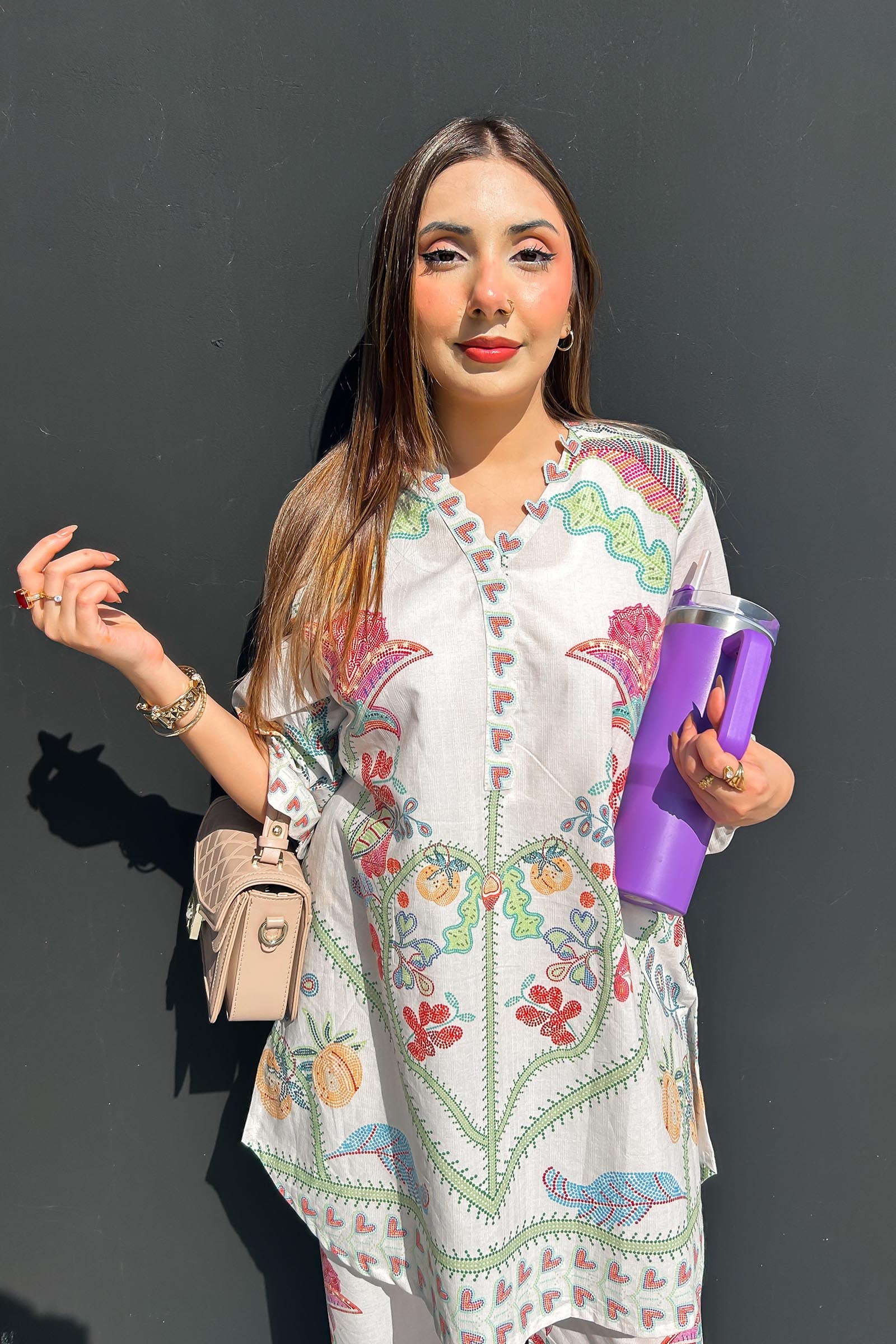 Stitched Printed Slub Shirt + Culotte Secondary image