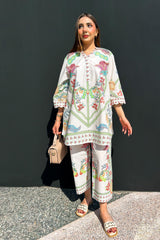 Stitched Printed Slub Shirt + Culotte