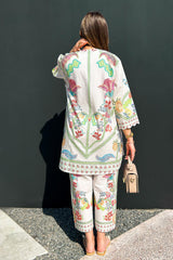 Stitched Printed Slub Shirt + Culotte