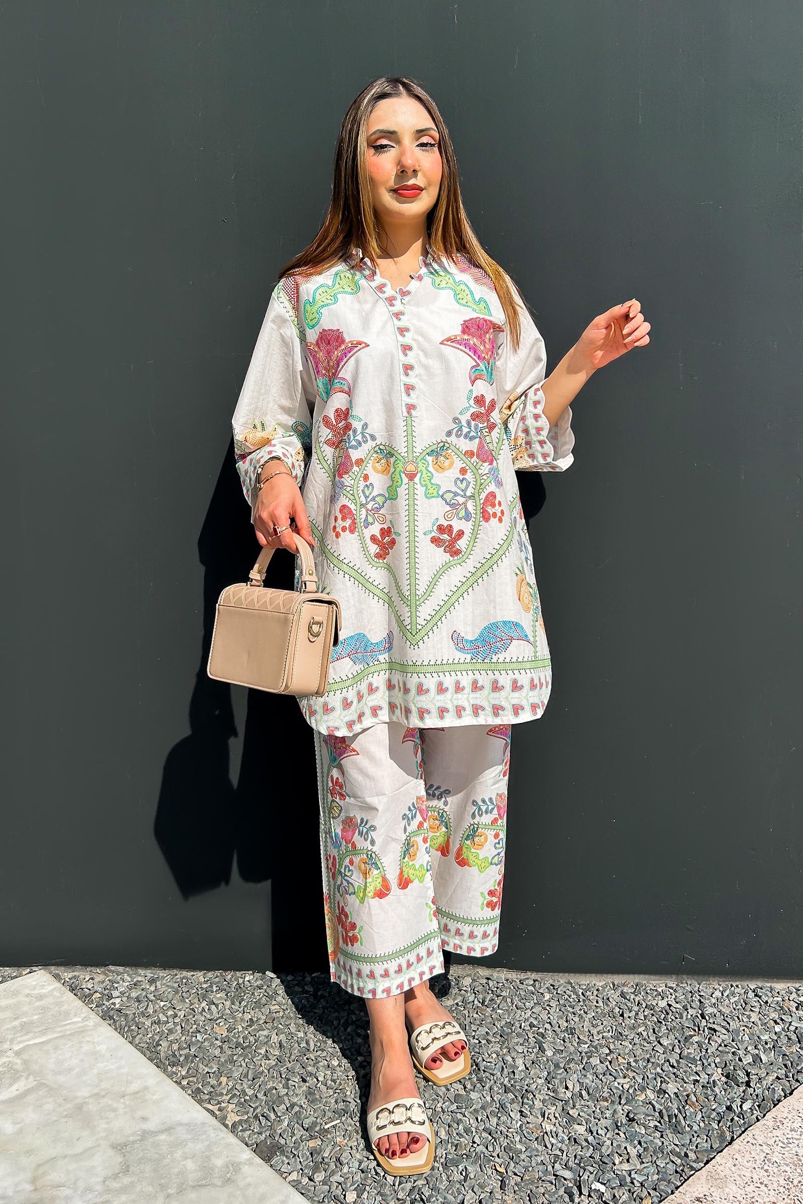 Stitched Printed Slub Shirt + Culotte Main image