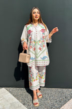 Stitched Printed Slub Shirt + Culotte