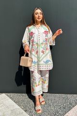 Stitched Printed Slub Shirt + Culotte