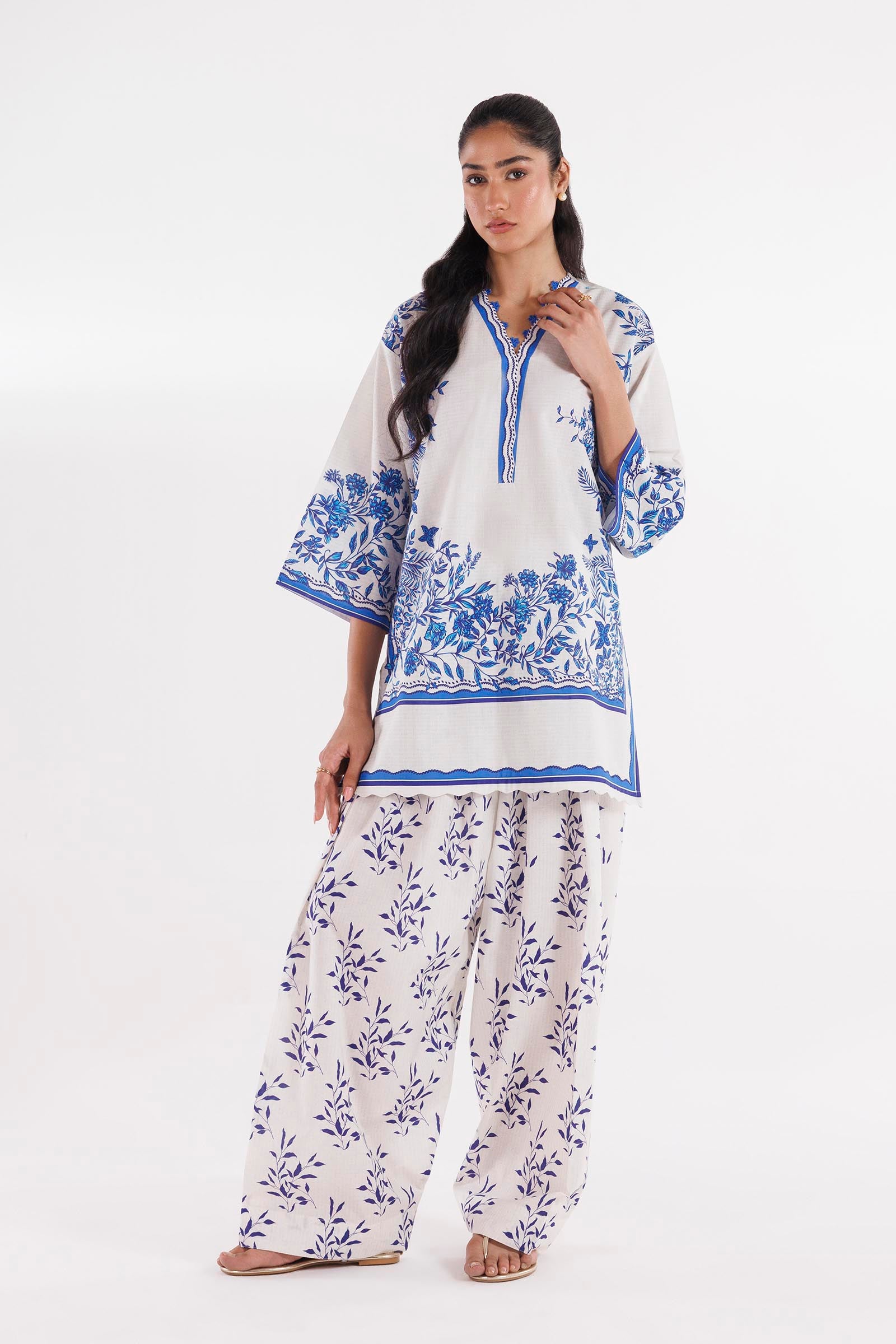 Stitched Printed Slub Shirt + Shalwar Main image