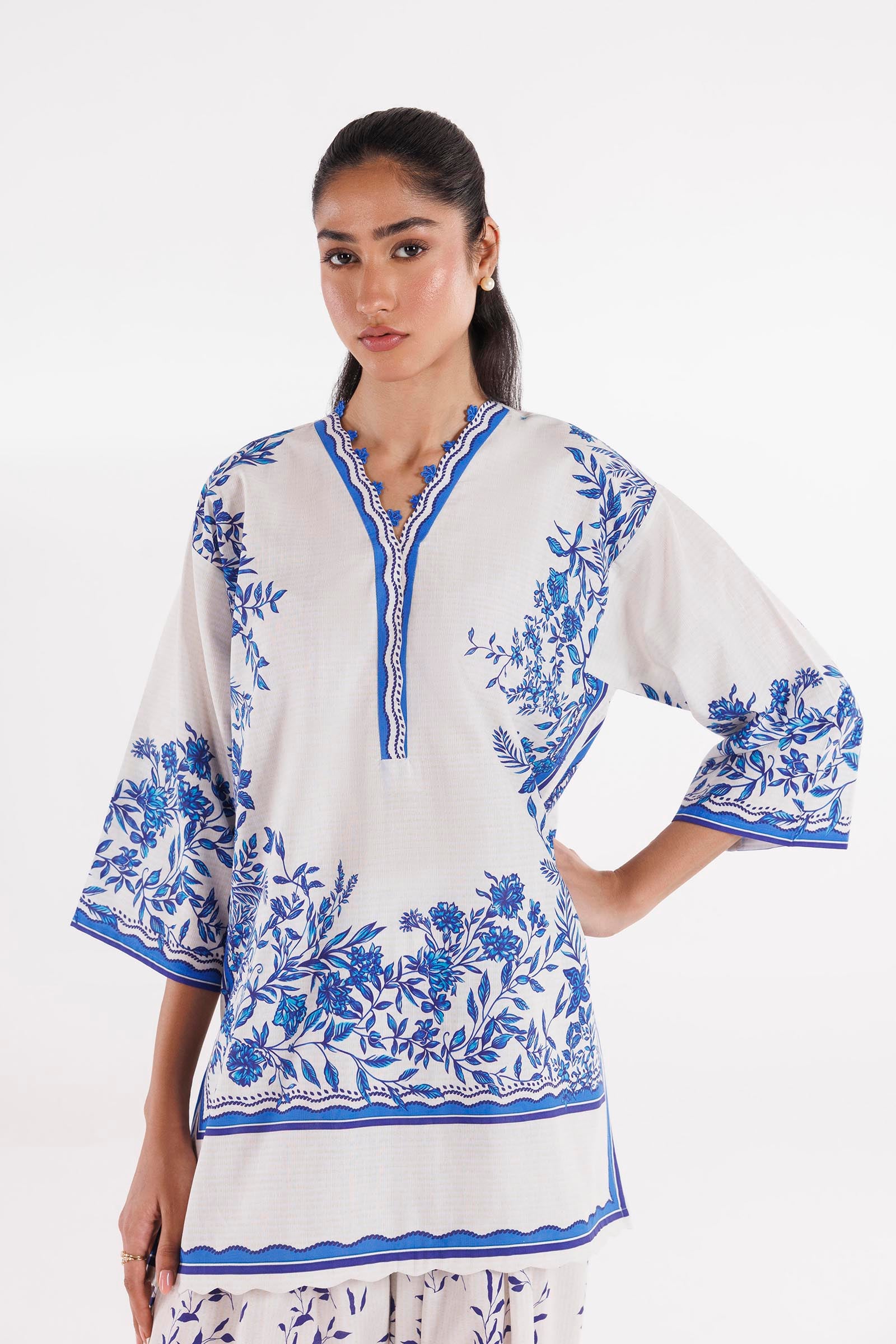 Stitched Printed Slub Shirt + Shalwar Secondary image