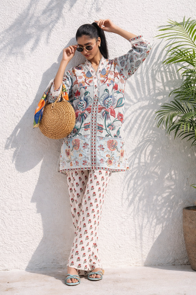 Stitched Printed Slub Shirt + Shalwar