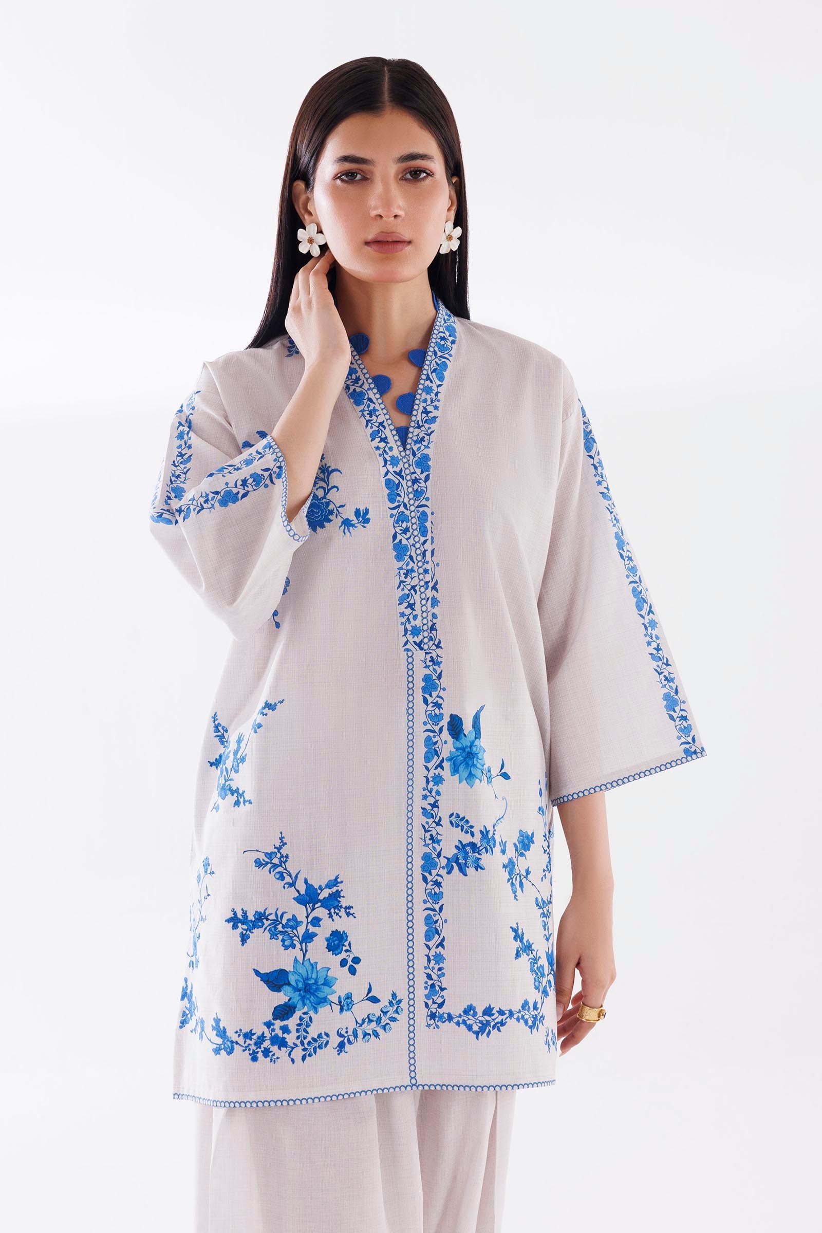 Stitched Printed Slub Shirt + Shalwar Secondary image