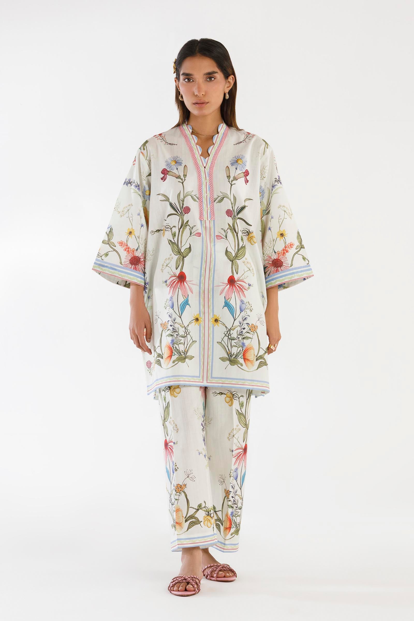 Stitched Printed Slub Shirt + Culotte Secondary image