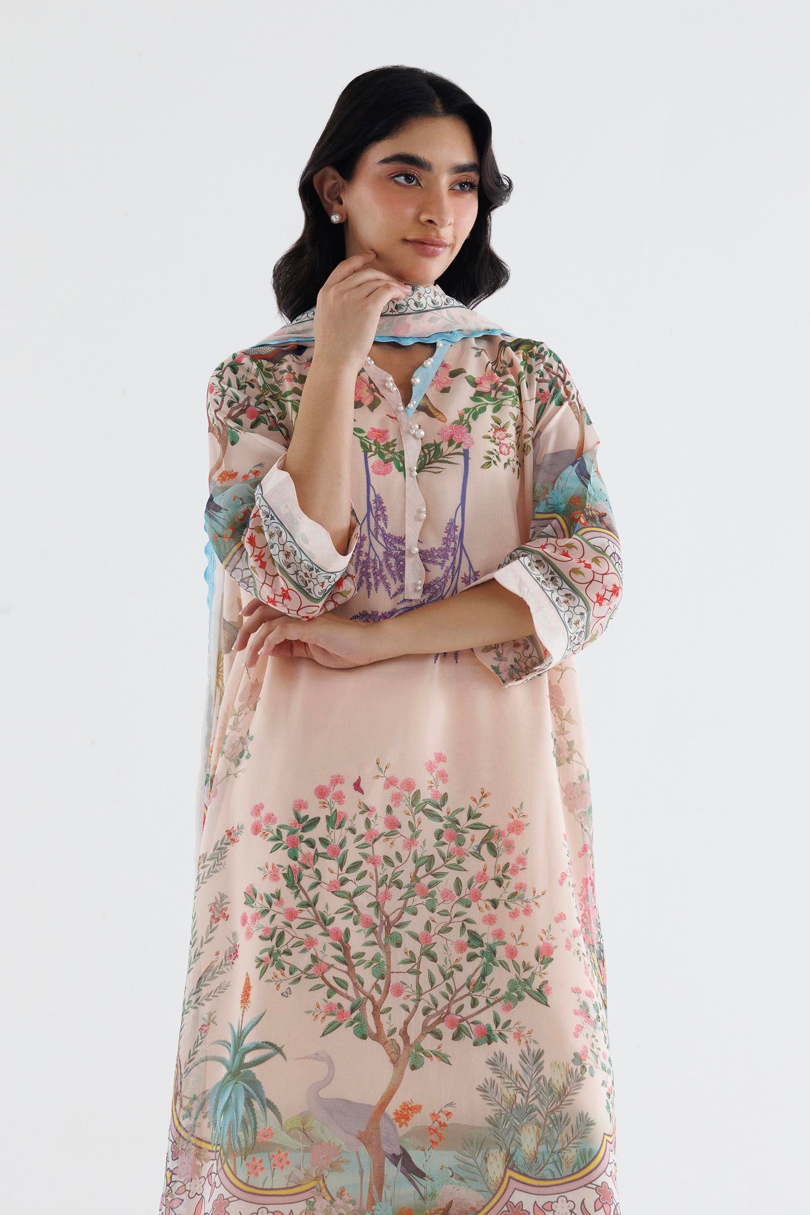 Stitched Printed Poly Silk Silk Shirt+ Dupatta Secondary image