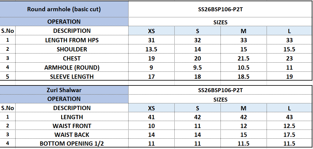 Size Chart