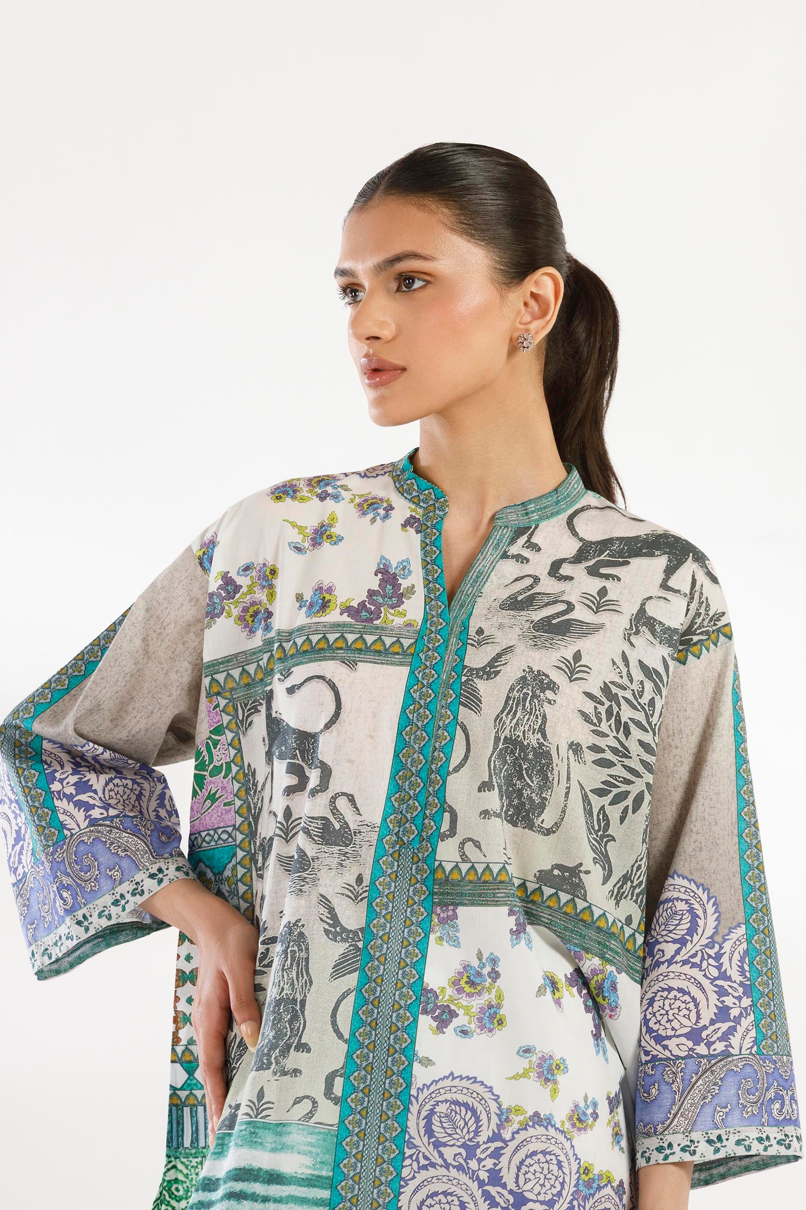 Stitched Printed Lawn Shirt + Shalwar Secondary image