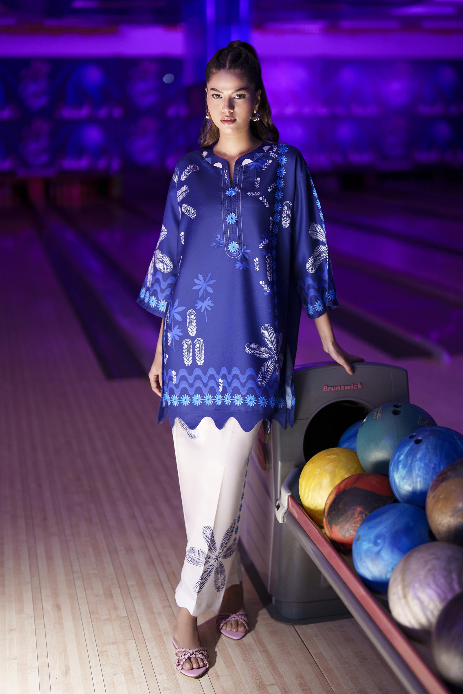 Stitched Printed Viscose Shirt + Culotte Main image