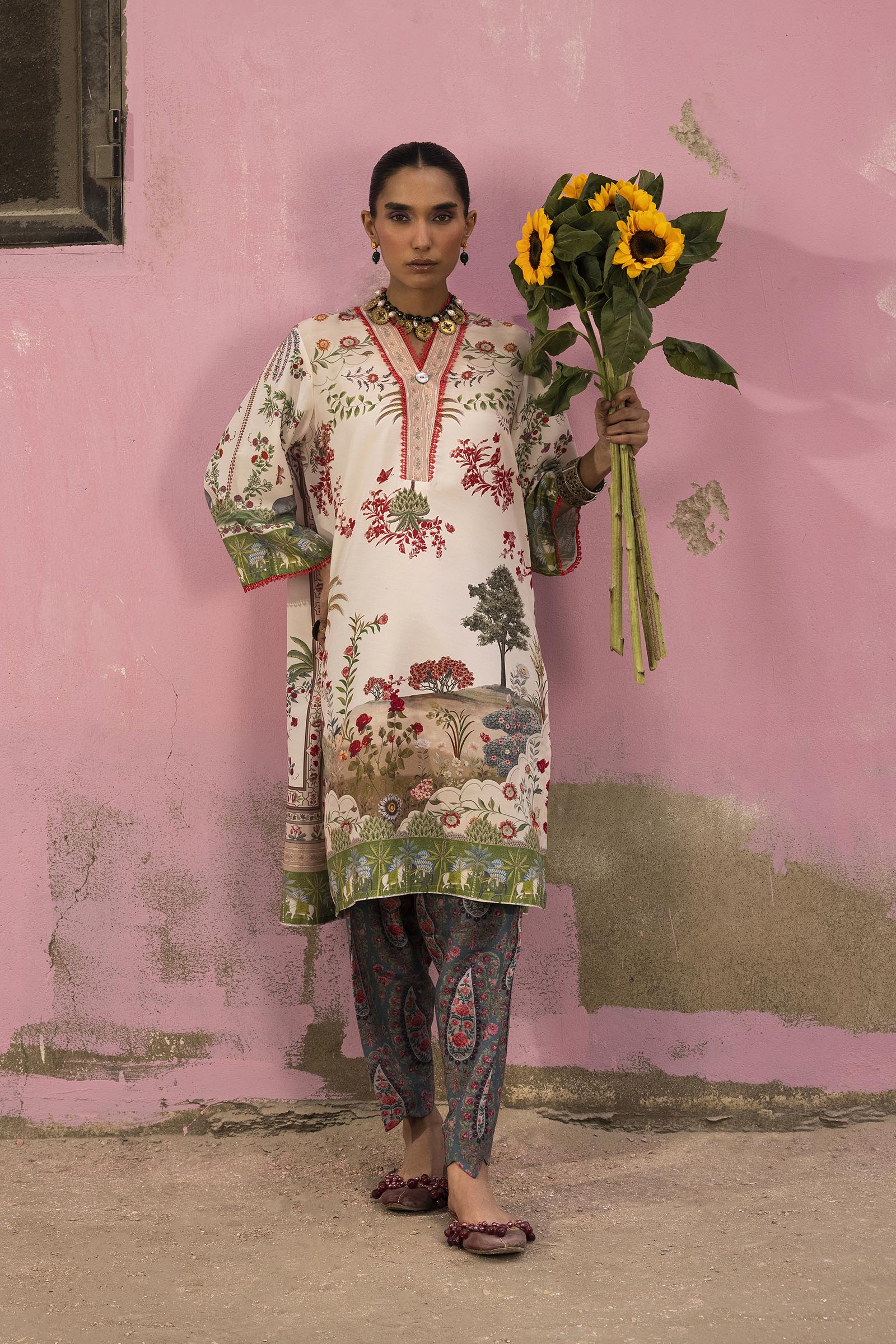 Stitched Printed Viscose Shirt + Culotte Main image