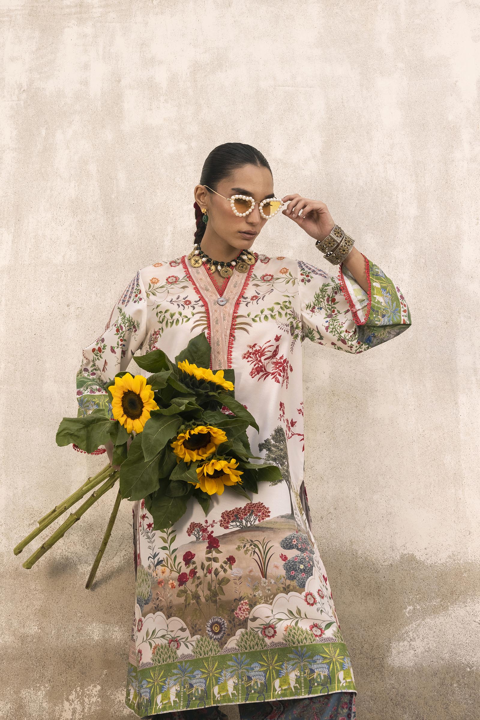 Stitched Printed Viscose Shirt + Culotte Secondary image