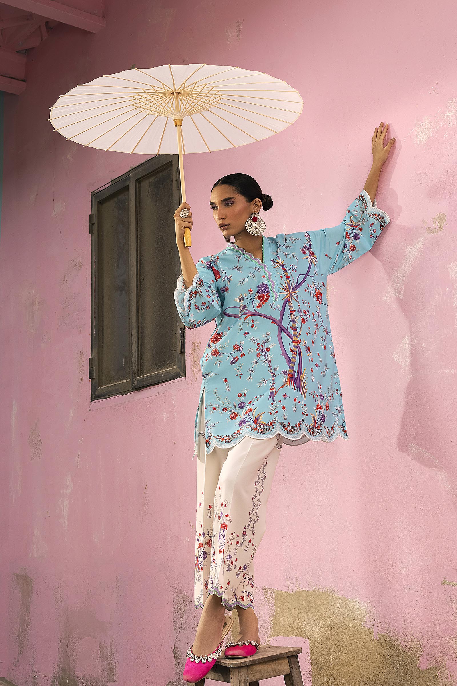 Stitched Printed Viscose Shirt + Bottom Main image