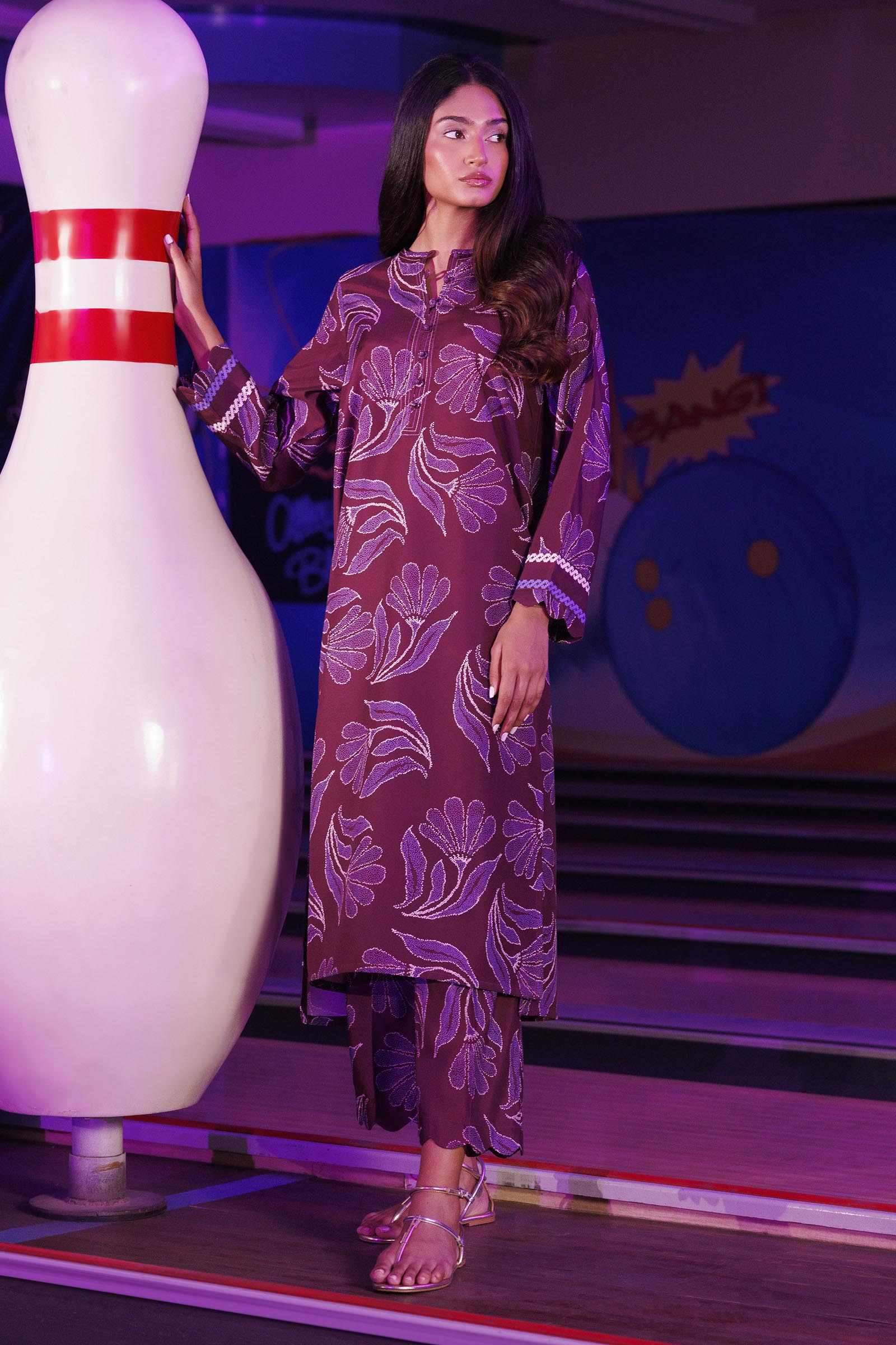 Stitched Printed Viscose Shirt + Culotte Main image