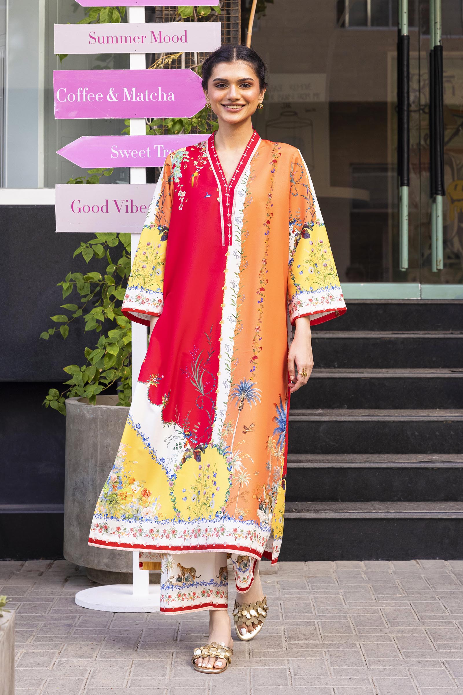 Stitched Printed Linen Shirt + Culotte Main image
