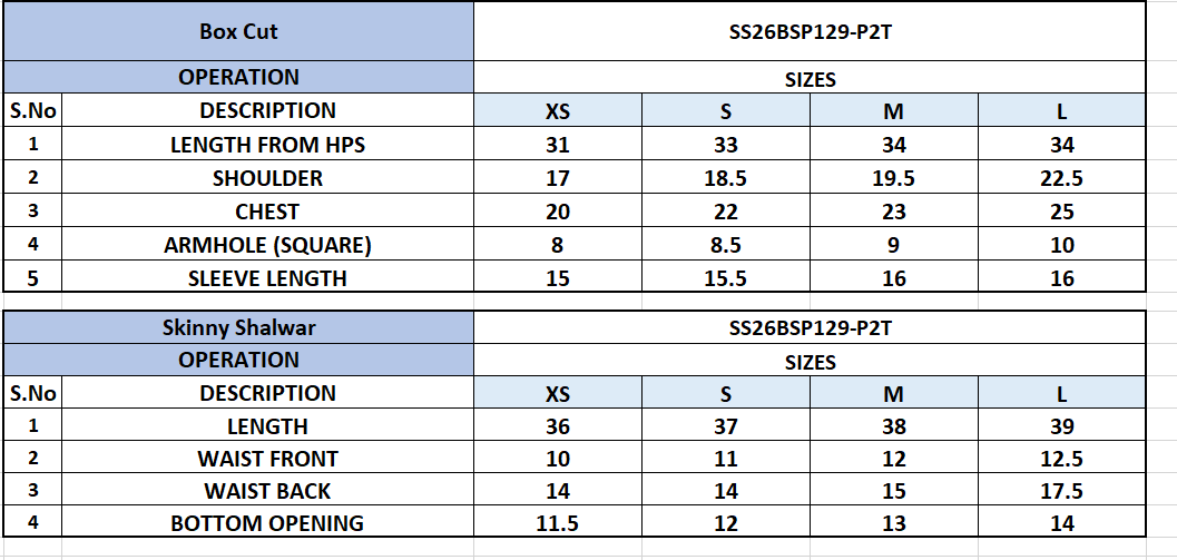 Size Chart