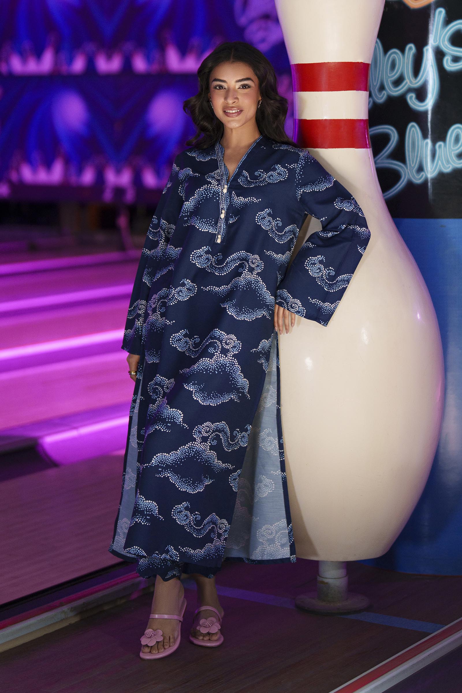 Stitched Printed Viscose Shirt + Culotte Main image