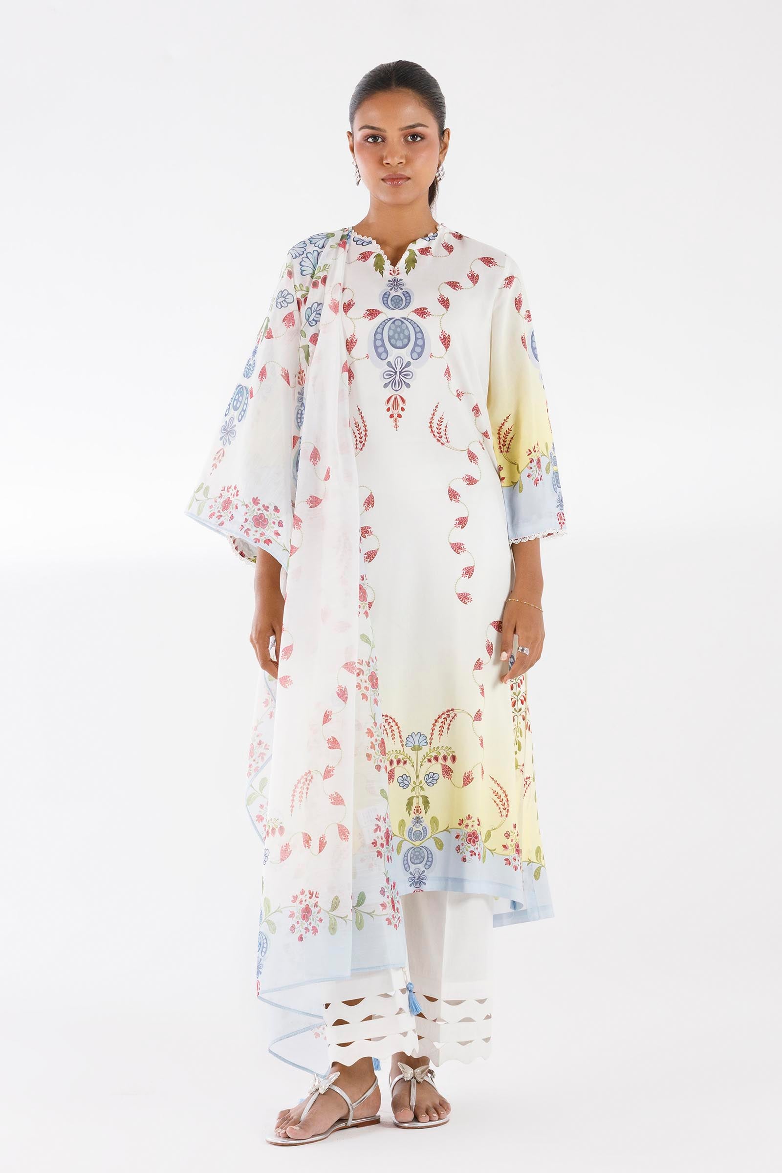Stitched Printed Linen Shirt+ Dupatta Main image