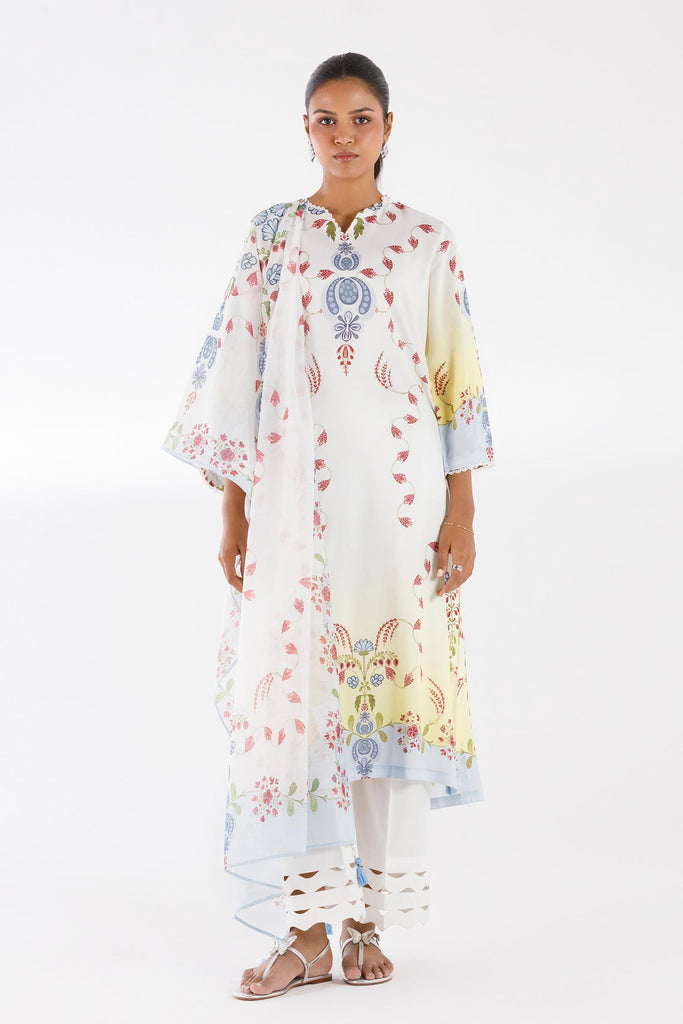 Stitched Printed Linen Shirt+ Dupatta