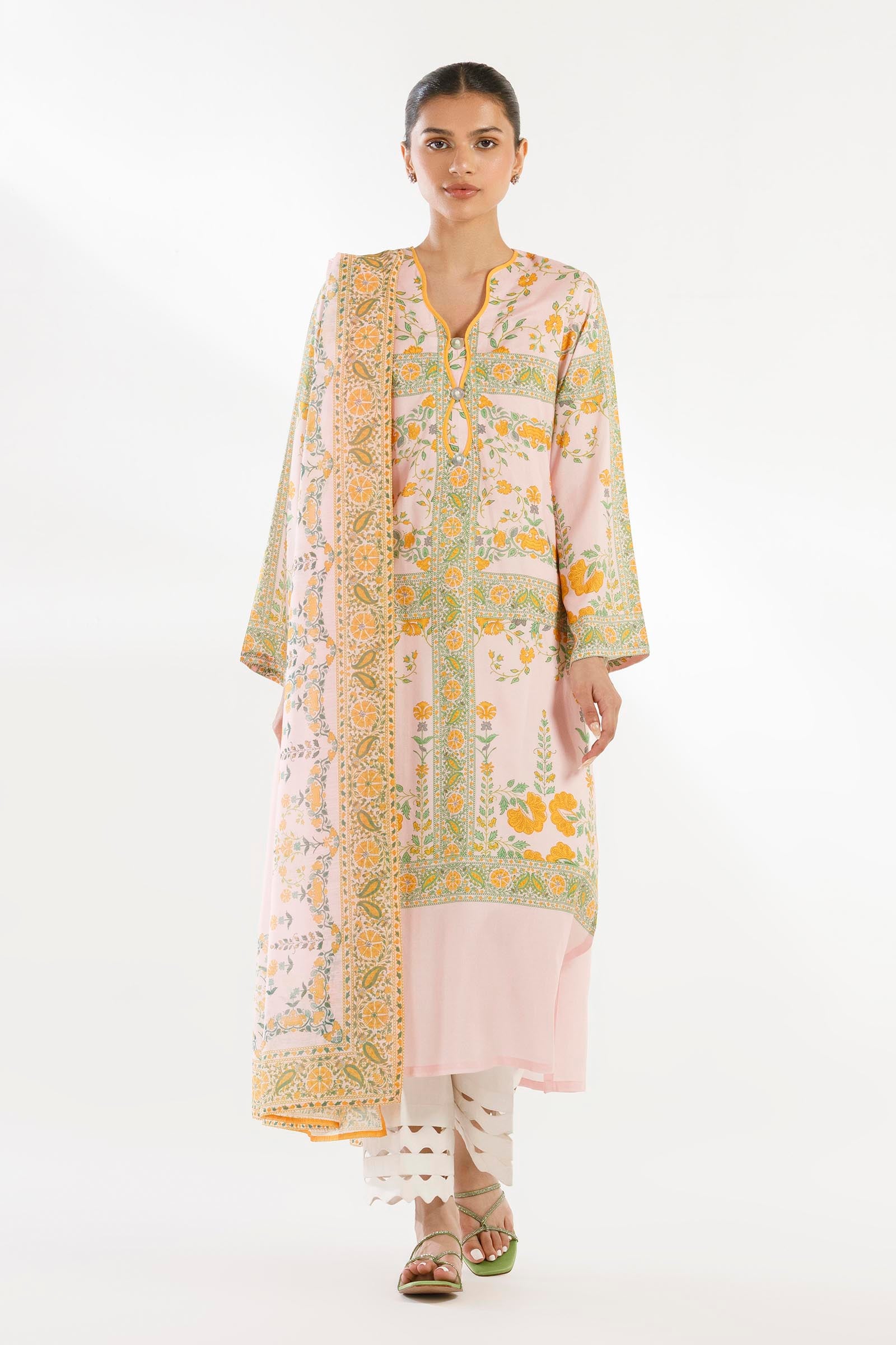 Stitched Printed Linen Shirt + Dupatta Main image