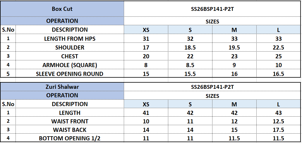 Size Chart