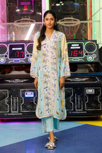 Stitched Printed Linen Shirt + Culotte