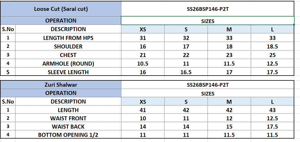 Size Chart