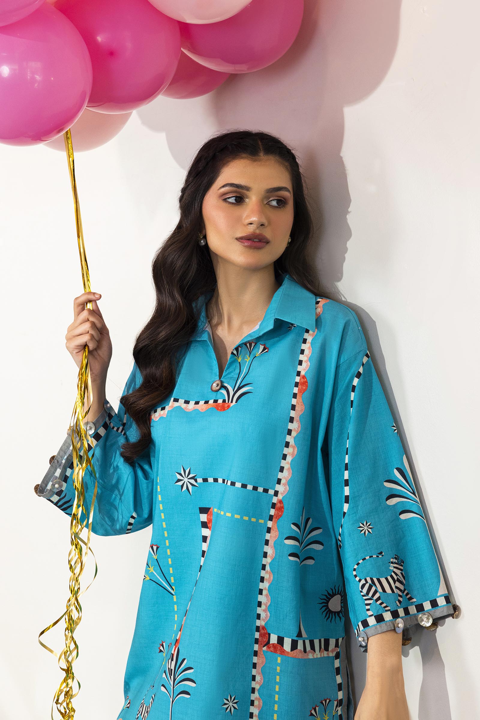 Stitched Printed Lawn Shirt+ Culotte Secondary image