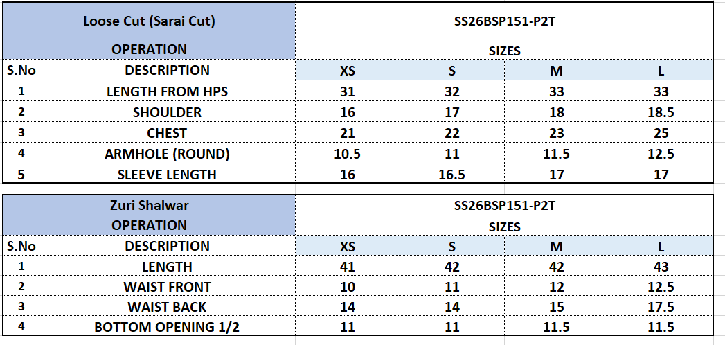 Size Chart