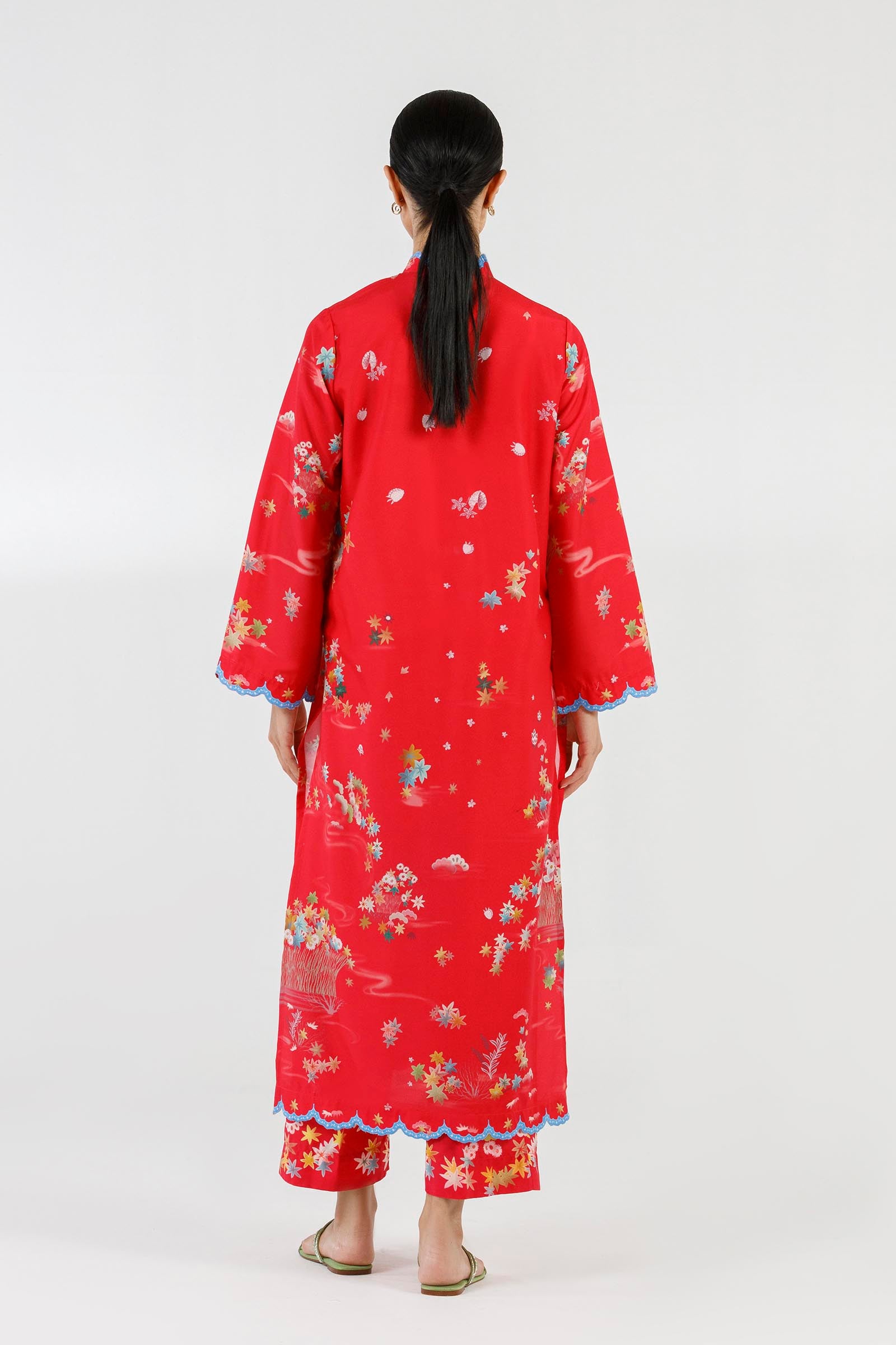 Stitched Printed Basic Viscose Shirt+ Culotte