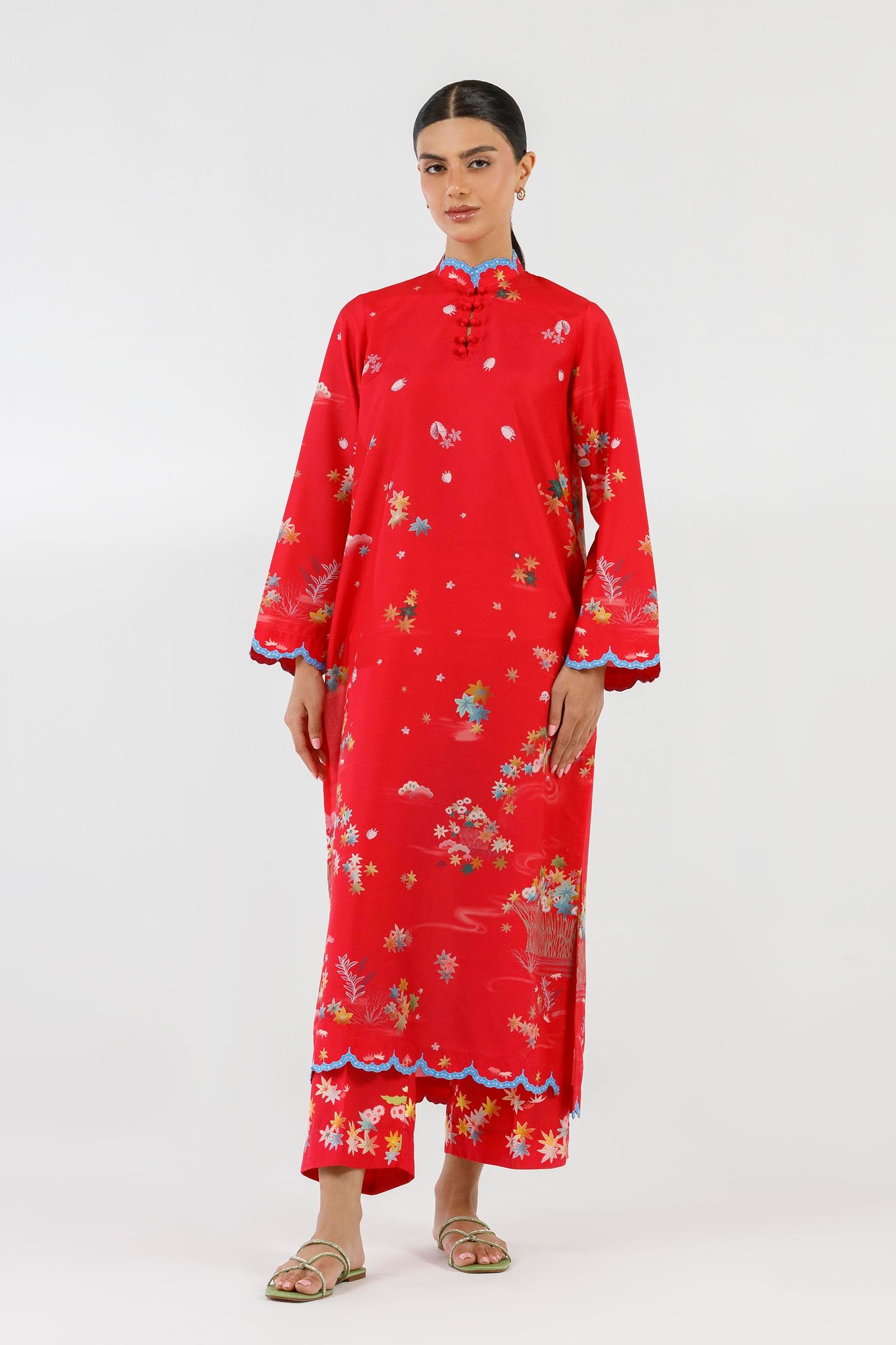 Stitched Printed Basic Viscose Shirt+ Culotte Main image