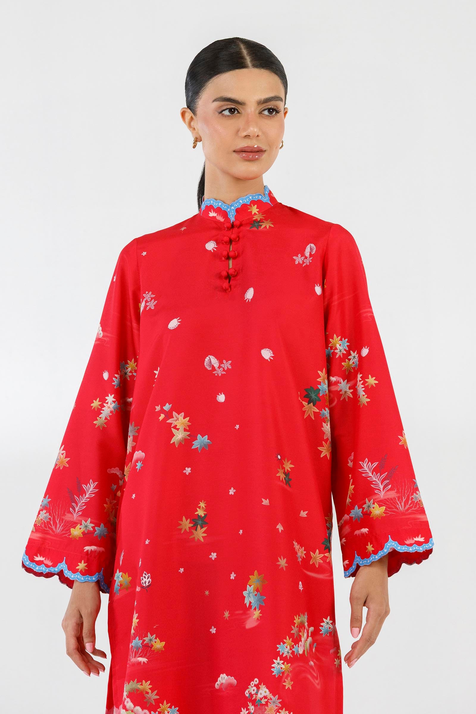 Stitched Printed Basic Viscose Shirt+ Culotte