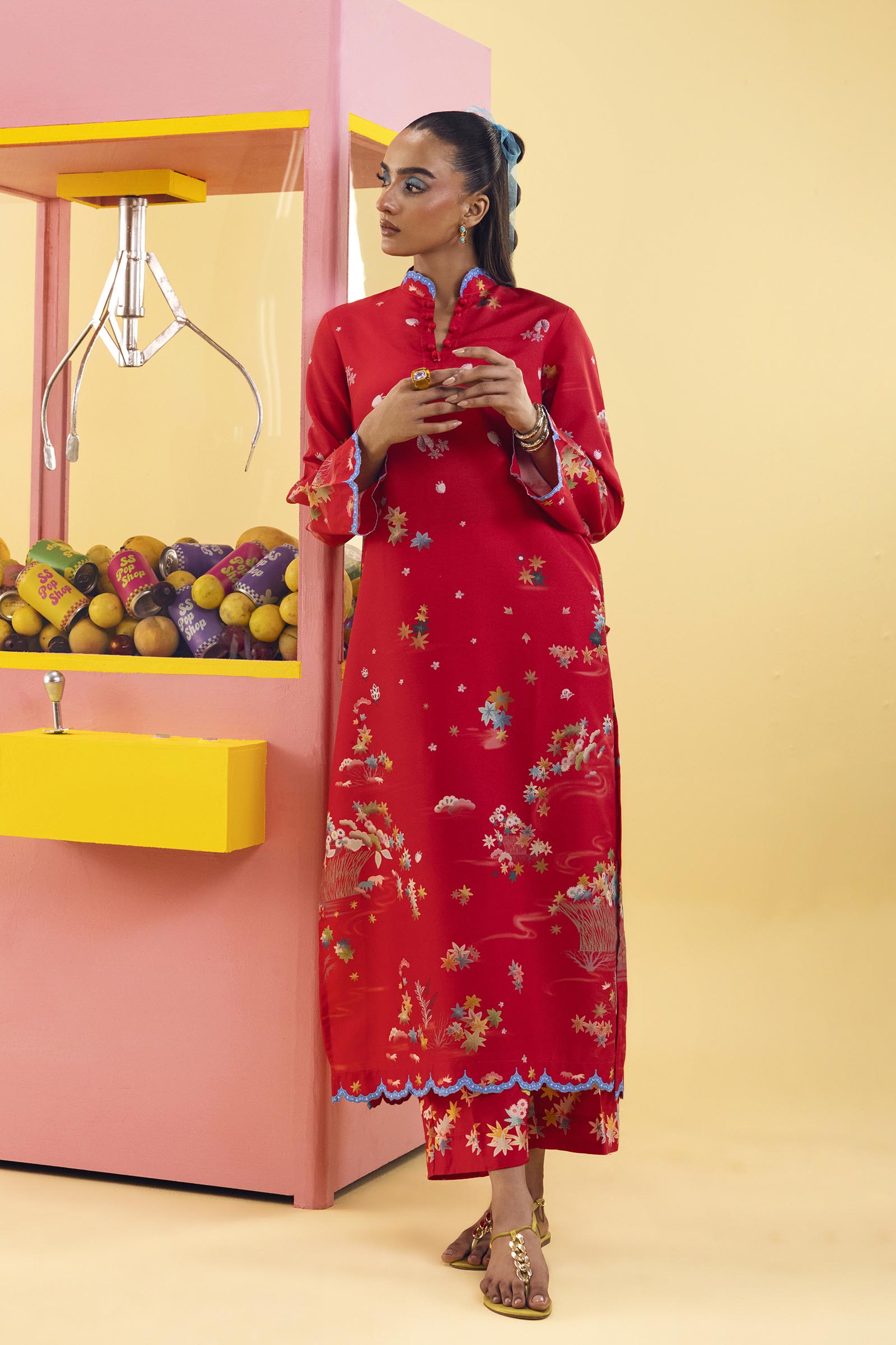 Stitched Printed Basic Viscose Shirt+ Culotte Main image
