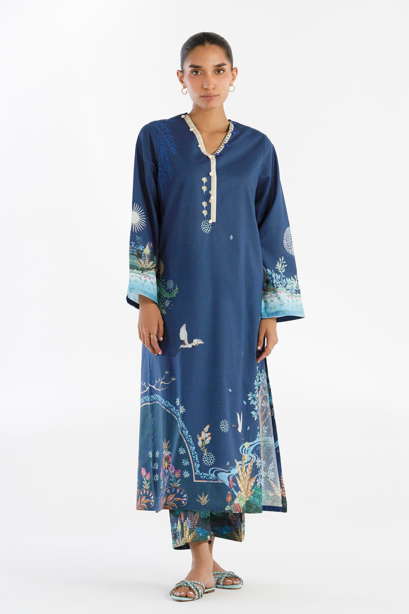 Stitched Printed Lawn Shirt+ Culotte Main image