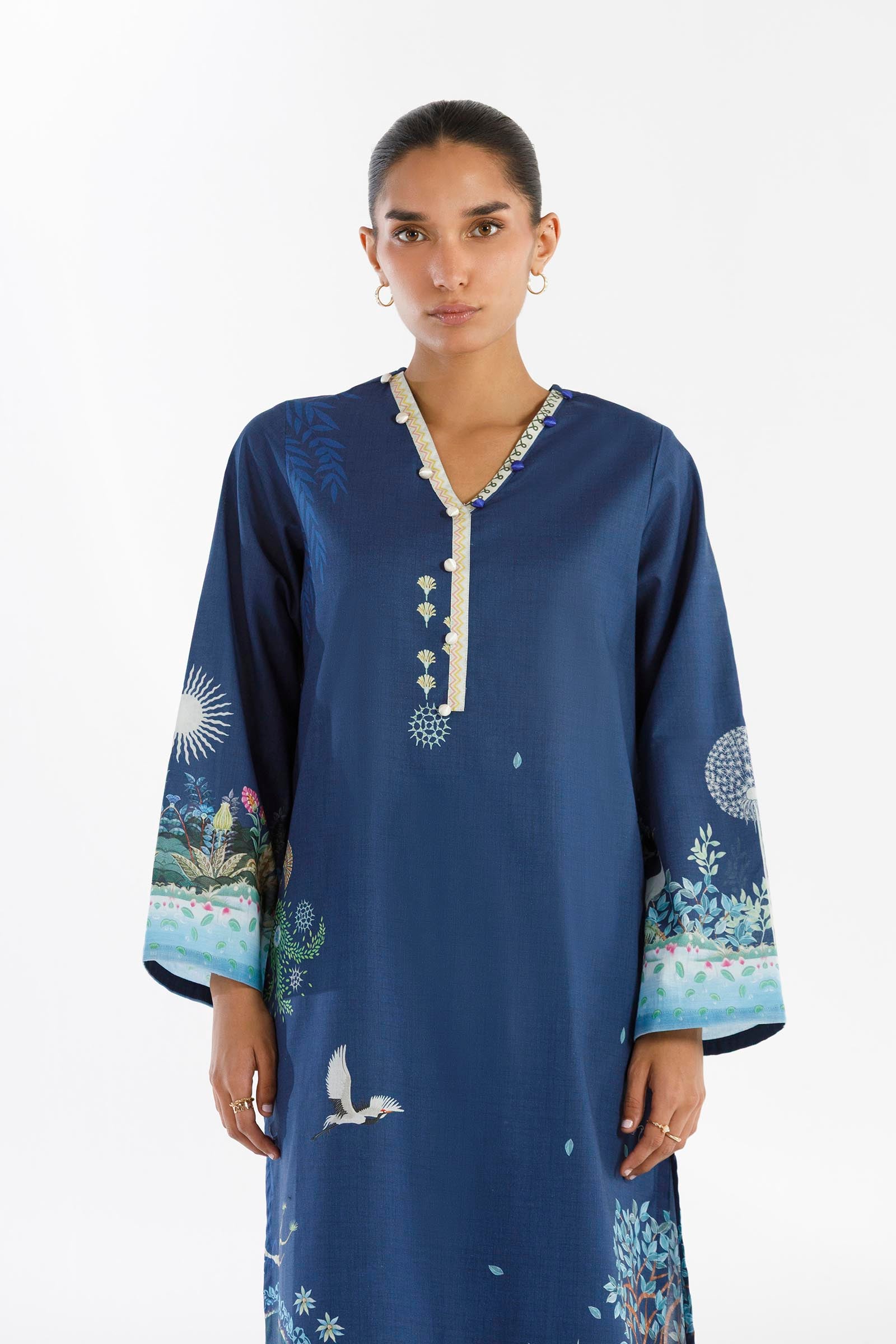 Stitched Printed Lawn Shirt+ Culotte Secondary image