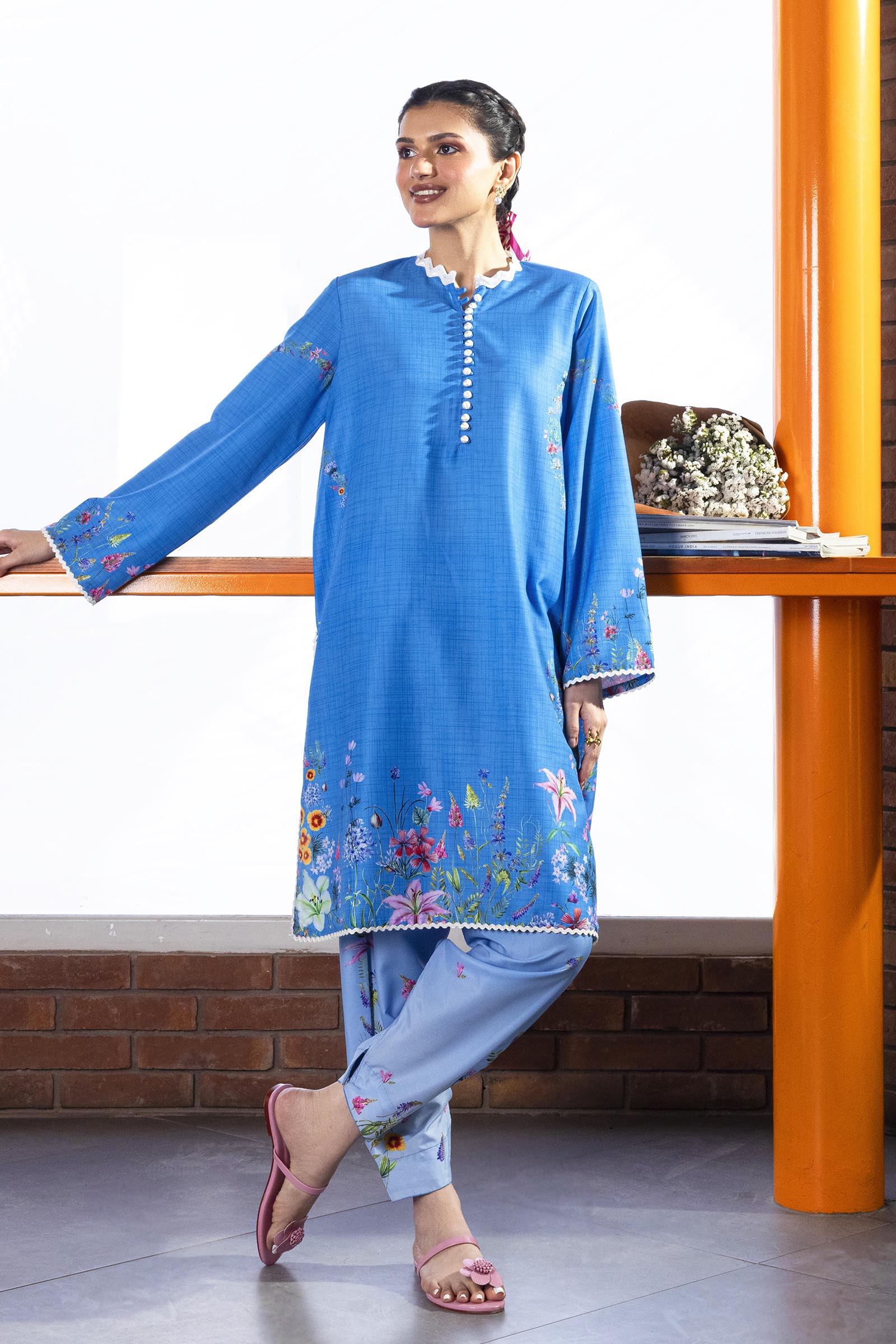 Stitched Printed Viscose Shirt+ Shalwar