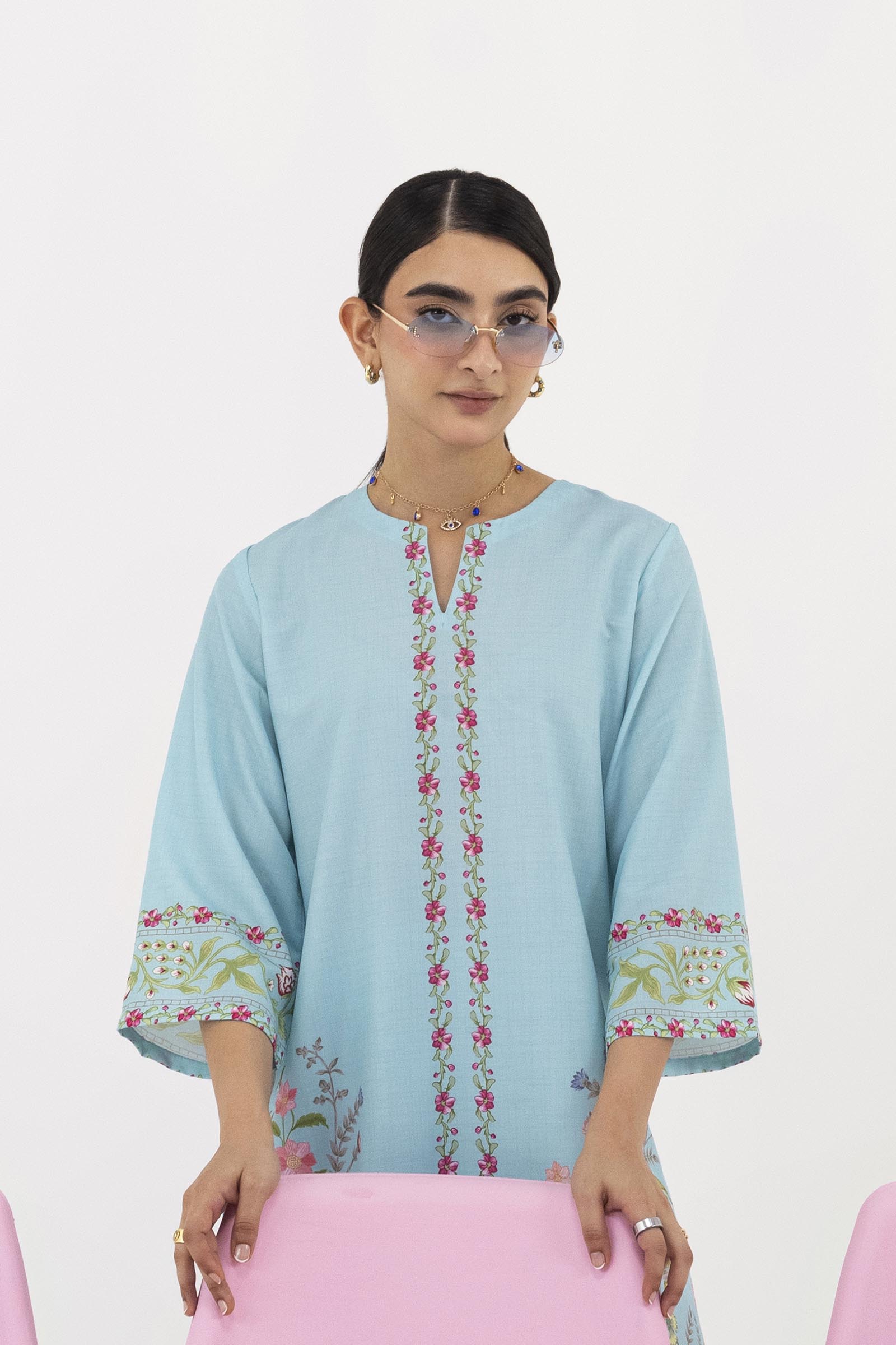 Stitched Printed Viscose Shirt+ Culotte Secondary image