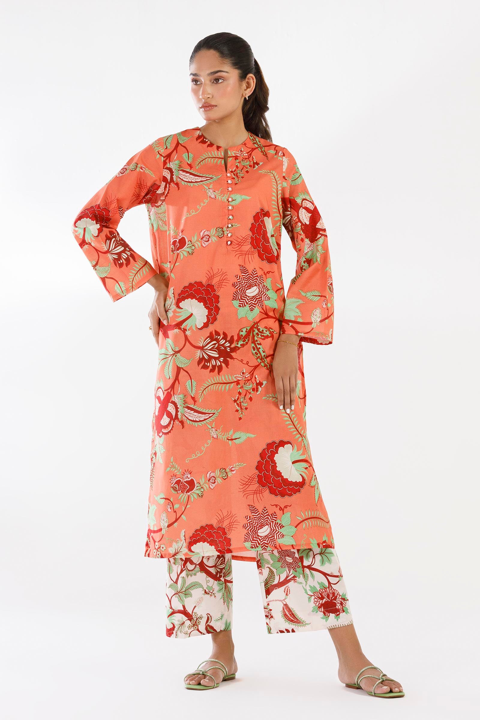 Stitched Printed Lawn Shirt+ Culotte Main image