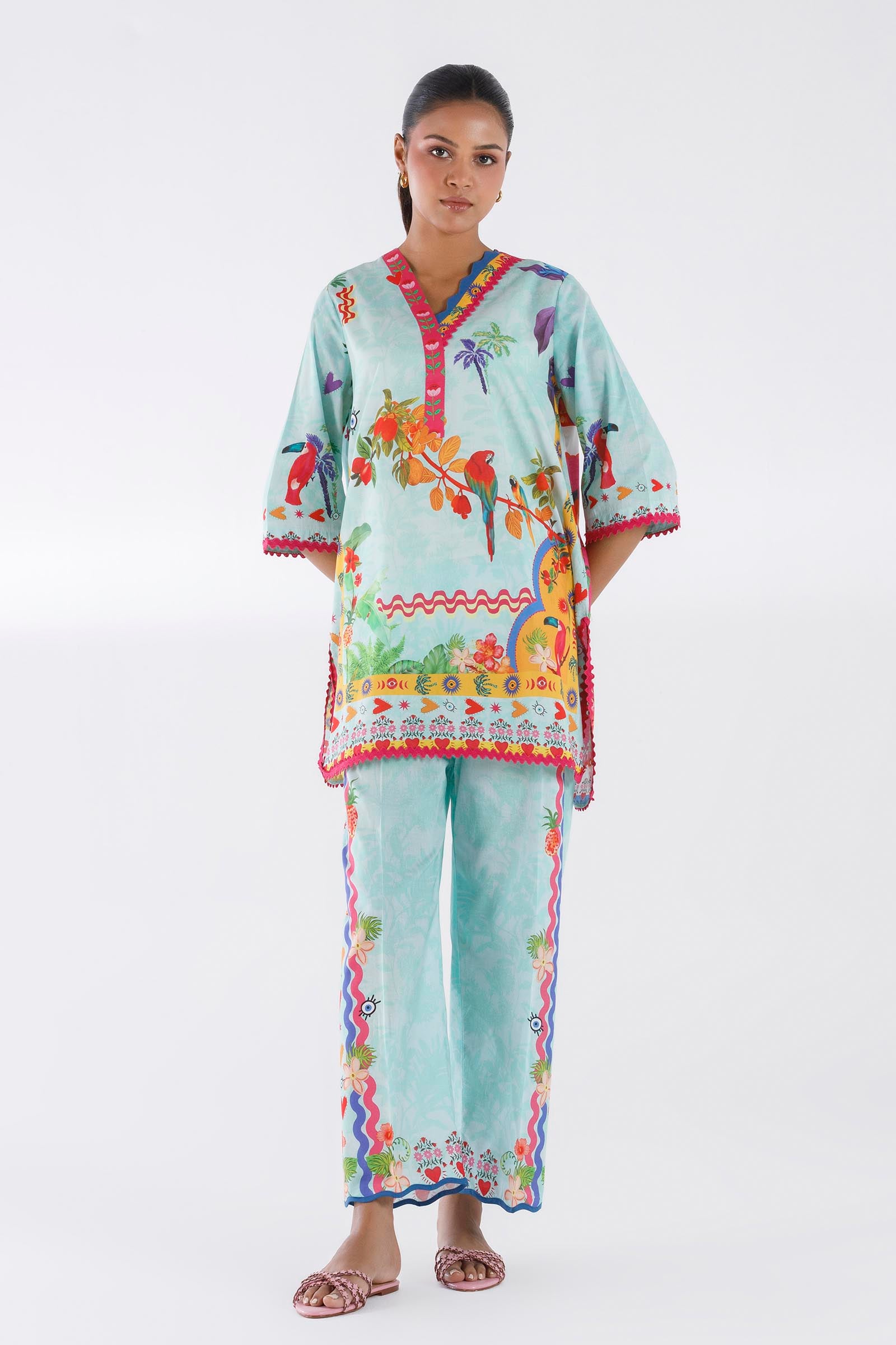 Stitched Printed Lawn Shirt+ Culotte Main image