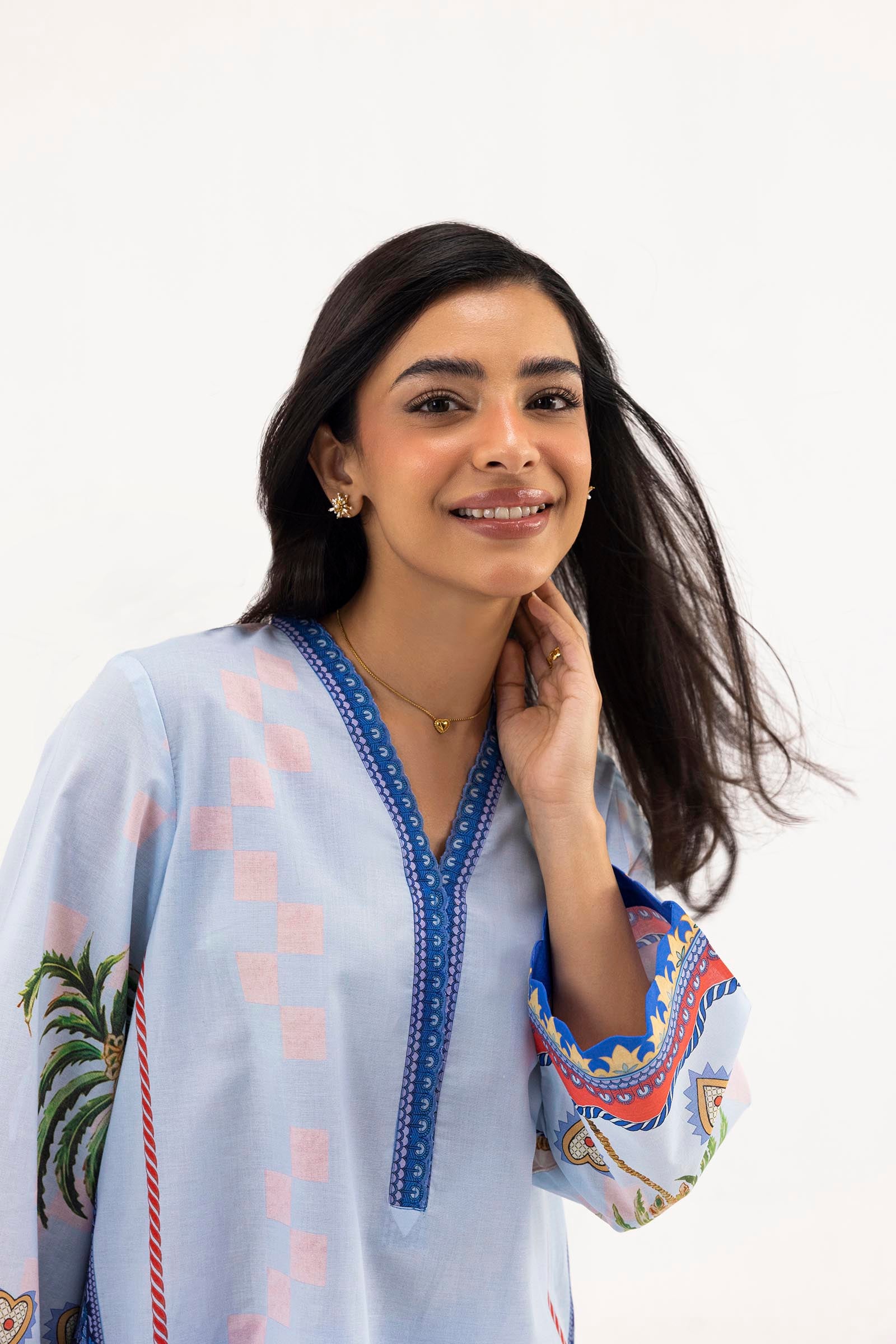 Stitched Printed Lawn Shirt+ Culotte Secondary image