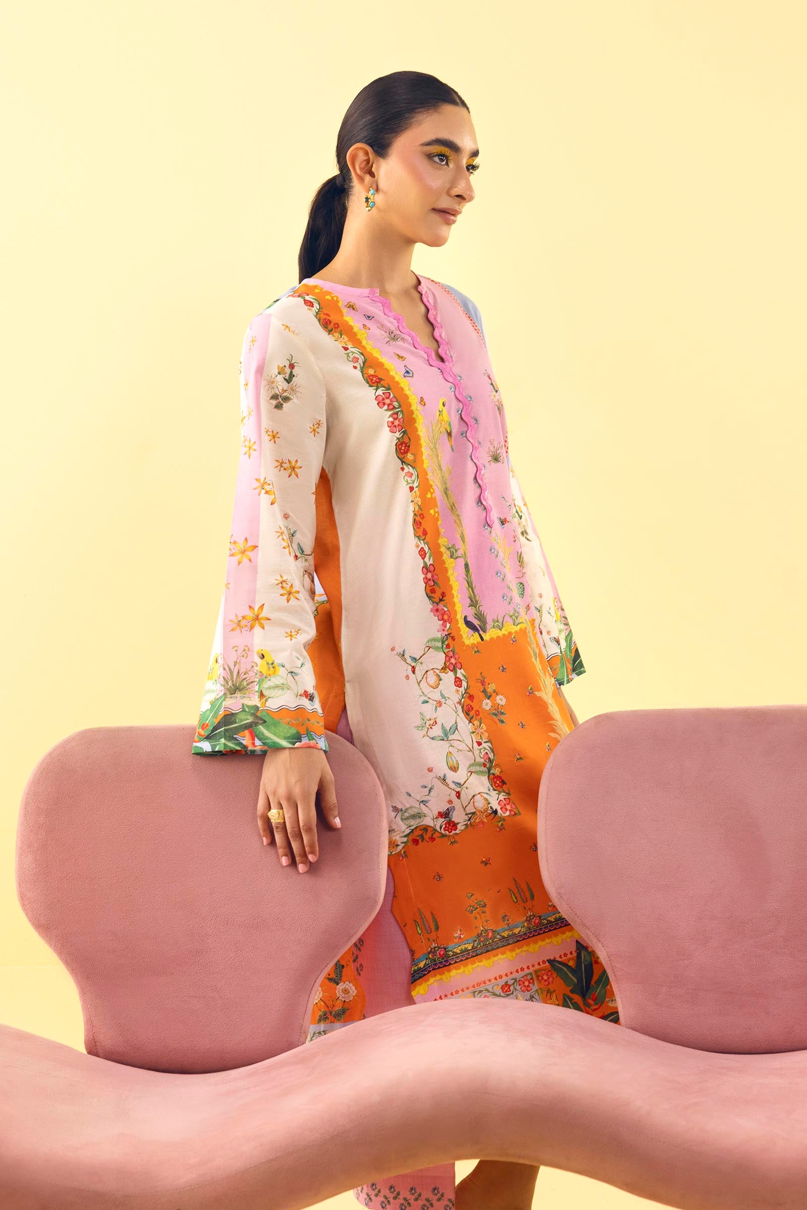 Stitched Printed Lawn Shirt+ Culotte Secondary image