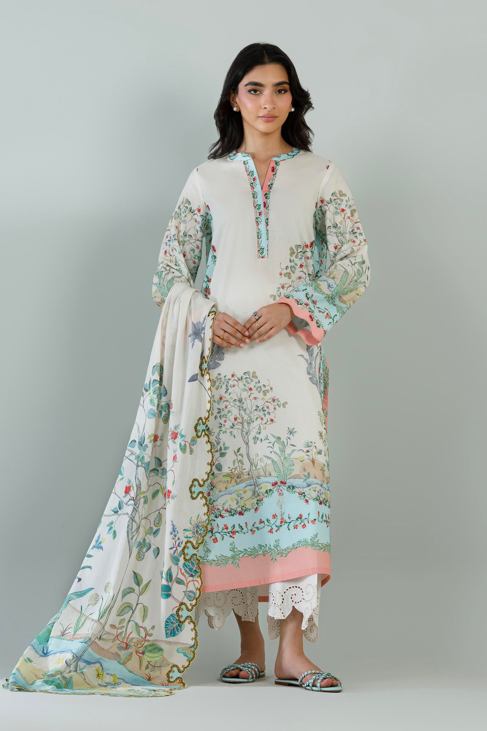 Stitched Printed Lawn Shirt+ Dupatta Main image
