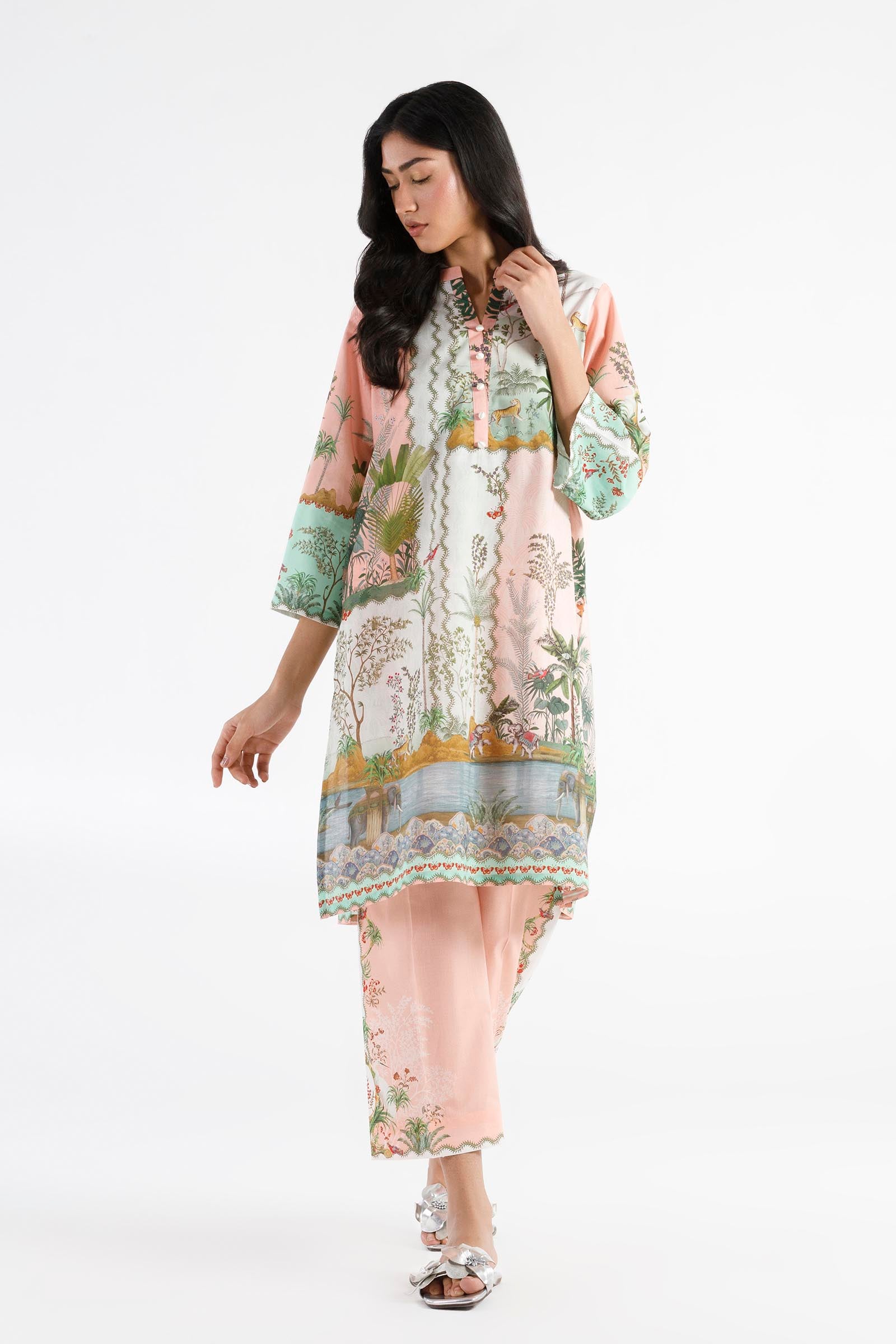 Stitched Printed Lawn Shirt+ Culotte Main image