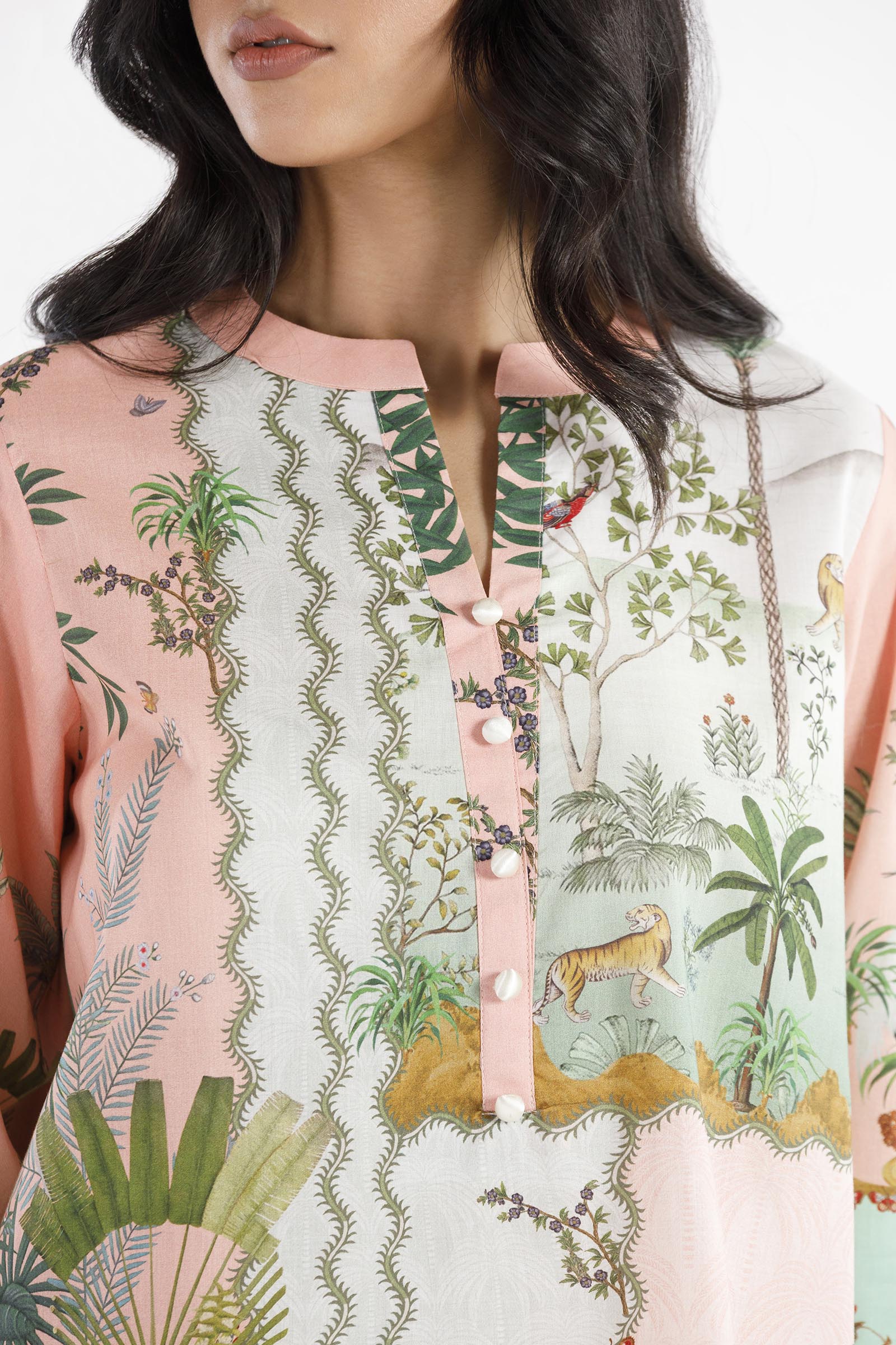 Stitched Printed Lawn Shirt+ Culotte Secondary image